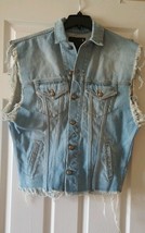 R13 Oversized Trucker Denim Vest, Boyfriend Style, Distressed $495, M, NEW! - £199.05 GBP