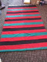 Tribal Handmade Kilim Style Rug 59&quot; By 180&quot;  Black Red Green Stripes Tassel Ends - £581.57 GBP