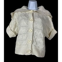 Michael Michael Kors Womens Cable Knit Cropped Cardigan Size Medium Cream - £20.14 GBP