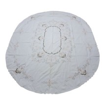 Vintage cutout Roses LACE embroidered Oval 83” X 66” TABLECLOTH + 6 Napk... - $52.35