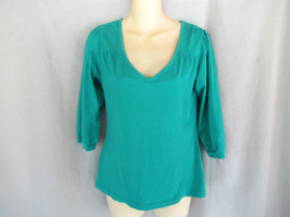 Banana Republic top tee Small green 3/4 sleeves scoop neck knit - $12.69