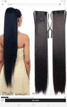 Long Staight Synthetic Hair Extension Black 34&quot; Ponytail - £11.16 GBP