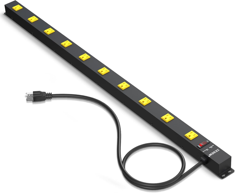 10 Outlet Heavy Duty Workshop Metal Power Strip Surge Protector with 4Ft - $74.24