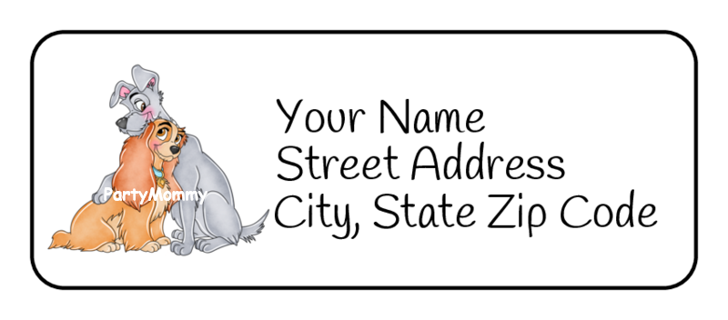 Lady & The Tramp Personalized Return Address Labels, 2.625" x 1", Tags (30)