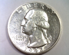 1942 Washington Quarter About Uncirculated+ Au+ Nice Original Coin Fast 99c Ship - £7.17 GBP