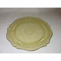 Amber Yellow Glass Plate Patrician Spoke Depression 11&quot; Vtg Dinner Plate - $24.74