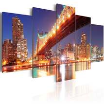 Tiptophomedecor Stretched Canvas Wall Art  - Golden Reflections - Nyc - Stretche - £70.81 GBP+