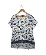 J. Jill WearEver Shirt Womens Extra Large White Blue Floral Scoop Neck Boho - $31.96 CAD