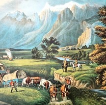 Rocky Mountains Emigrants Currier &amp; Ives 1950s Lithograph Colorado DWHH15 - £39.35 GBP