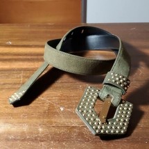 Milor Belt NEW Vintage Green Suede Leather Gold Studs Geometric Size M/L... - $50.96