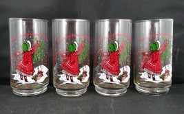 Vintage Limited Edition Set of 4 Holly Hobbie Coca-Cola Christmas Glasses 1982 - £17.13 GBP