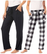 NewNoTag Lucky Brand Women&#39;s 2 Pack Lounge Pant L Black and White Buffalo Check - £18.67 GBP