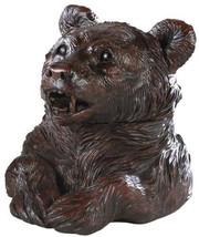 Box MOUNTAIN Lodge Bear Head Hinged Lid Chocolate Brown Resin Hand-Painted - £231.01 GBP