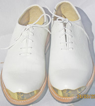 Men Siena White Crocodile Gold Toe golf shoes by Vecci - $335.00