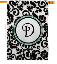 Damask D Initial House Flag Simply Beauty 28 X40 Double-Sided Banner - $36.97