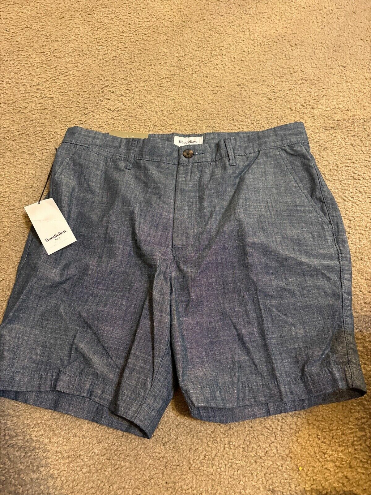 NWT Goodfellow &amp; Co Men&#39;s Linden Flat Front Shorts Blue 100% Cotton Size 32 - $15.79