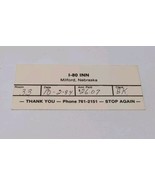 Vintage I-80 Inn Milford Nebraska Roadside Motel Check in Slip 1980 Ephe... - $9.11