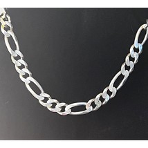 Men&#39;s Italian 925 Sterling Silver Figaro Links Neckchain Necklace Sky - $297.03