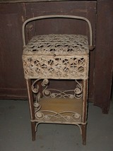 Antique Wakefield Rattan Co. Sewing Stand W/ Basket &amp; Shelf PRE-HEYWOOD Bros. - £77.13 GBP