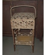 ANTIQUE WAKEFIELD RATTAN CO. SEWING STAND W/ BASKET &amp; SHELF PRE-HEYWOOD ... - £75.93 GBP