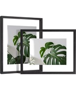 11&quot;x14&quot; Floating Frames Set of 2, Double Glass Picture Frame (Black) - £12.84 GBP