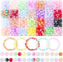 700 Piecess Glass Beads for Jewelry Making, 28 Colors 8Mm Crystal Beads Bracele - £16.77 GBP