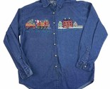 That&#39;s The Way To Go Women&#39;s Long Sleeve Christmas Cotton Denim Shirt Large - $18.80