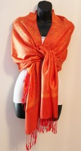 Orange Women Pashmina Paisley Shawl Scarf Cashmere Soft Stole - £14.19 GBP