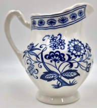 Blue Nordic Cream Pitcher Classic White Onion Ironstone 4.5&quot; Floral England - £13.34 GBP