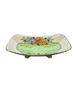 Vtg Maling Rectangle Serving Dish Bowl Lustreware Peony Rose Footed Gree... - $457.88 MXN