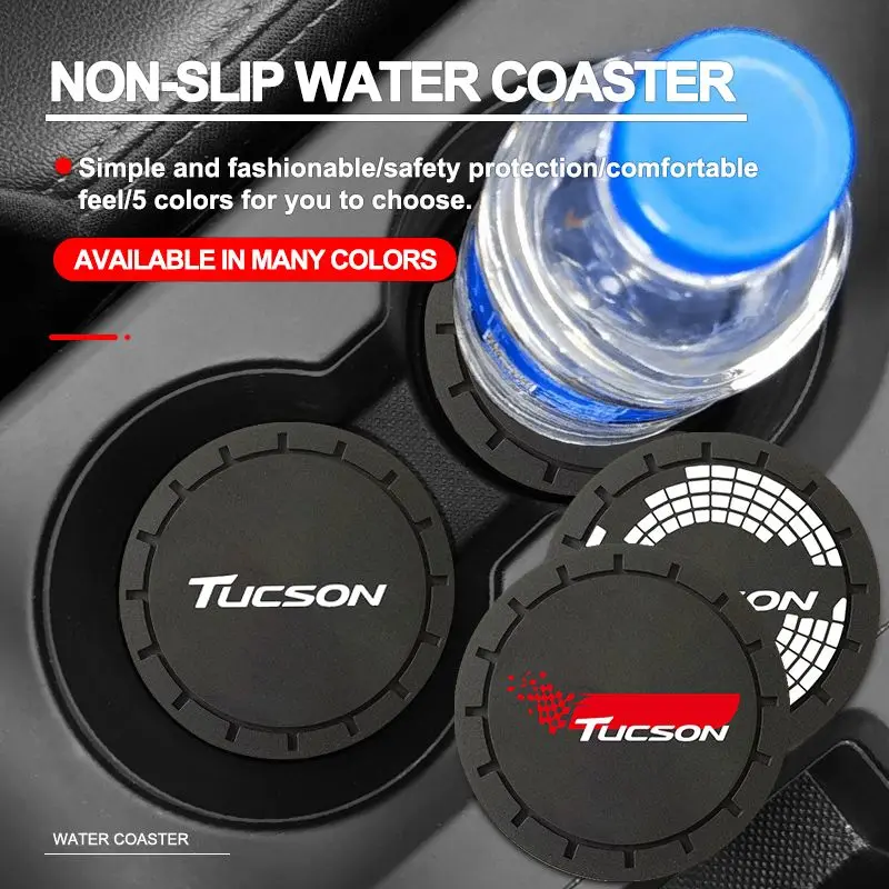 Car Coaster Water Cup Non-Slip Silica Gel Pad Holder Mat For Hyundai Tucson 2023 - £7.90 GBP+