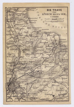 1914 Antique Map Of Lübeck Travemünde Vicinity Trave SCHLESWIG-HOLSTEIN Germany - £16.71 GBP
