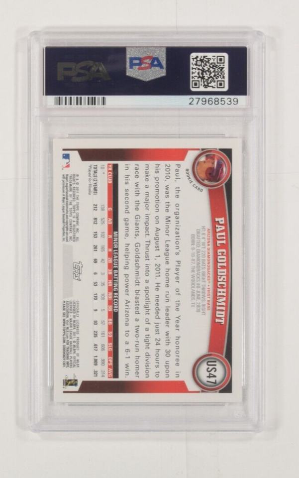 2011 Topps Aggiornamento Paul Goldschmidt PSA 10 Gemma come Nuovo #US47 Item image 2