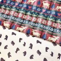 Winter Bear and Moose Fabric Fat Quarter 2 Pack 100% Cotton - £4.39 GBP