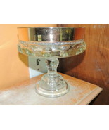 Antique EAPG Compote 7&quot; Kings Crown pattern clear with Gold Gilt Rim Bowl - £28.32 GBP