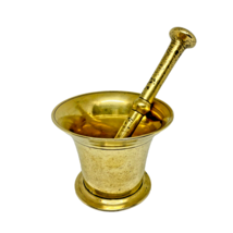 Antique English Brass Mortar and Pestle Apothecary Drug Kitchen Signed - $178.15