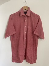 Vtg Lord &amp; Taylor M Man&#39;s Shop Red Gingham Short Sleeve Single Needle Shirt - £14.70 GBP