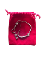 Gold Tone Diamond Women&#39;s Heart Fashion Bracelet with Bolo Adjustable Cl... - £11.05 GBP