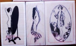 3 Naughty French Ladies New Mounted Rubber Stamps - £19.65 GBP
