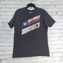Hurley T Shirt Mens Medium Gray Texas Flag Graphic Tee Short Sleeve Crew Neck - £14.14 GBP