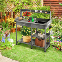 Potting Table Bench Outdoor Indoor Work Station Garden Planting Shelves ... - $204.99