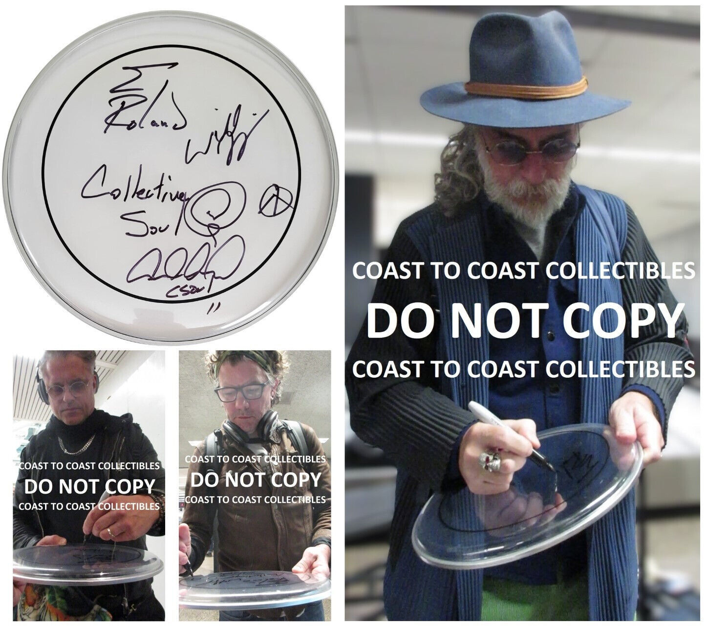 Collective Soul Band Signed 12&#39;&#39; Drumhead COA Exact Proof Autographed - $494.99