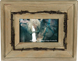 Rustic Barnwood and Barbed Wire Western Picture Frame 4x6 - £14.39 GBP