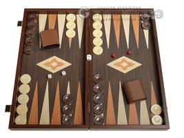 Open Box! 19&quot; Manopoulos Wood Backgammon Set - Wenge (no side racks) - £55.95 GBP