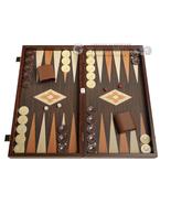 Open Box! 19&quot; Manopoulos Wood Backgammon Set - Wenge (no side racks) - £55.13 GBP