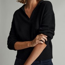 Everlane The Cashmere Polo Sweater Long Sleeve Pullover Black S - £77.13 GBP