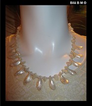 Carved Lustrous MOTHER of PEARL 18 inch NECKLACE - FREE SHIPPING - $125.00