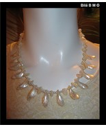 Carved Lustrous MOTHER of PEARL 18 inch NECKLACE - FREE SHIPPING - £100.53 GBP