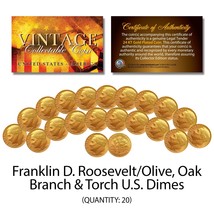 Franklin D Roosevelt 1970&#39;s U.S. DIMES Uncirculated 24KT Gold Clad - QTY 20 - £14.93 GBP