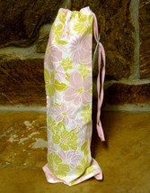 Wine Bottle Fabric Drawstring Gift Bag, Light Pink N Green F - $2.95